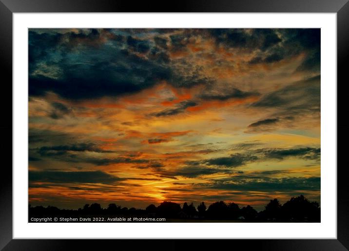 The sky is on fire Framed Mounted Print by Stephen Davis