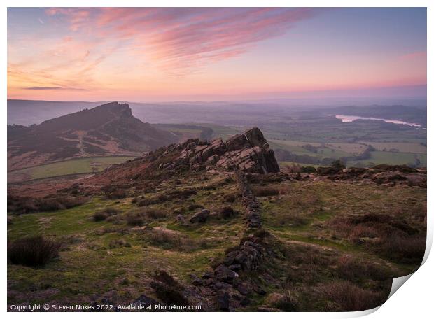 Majestic Sunrise over The Roaches Print by Steven Nokes