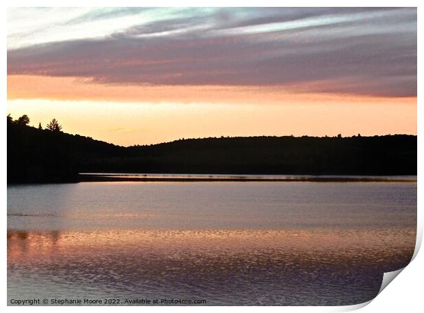 Sunset at the lake Print by Stephanie Moore