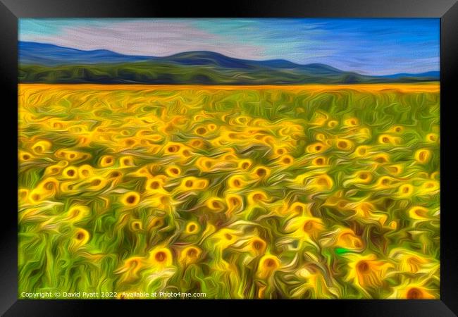 Sunflower Summer Texture Art Framed Print by David Pyatt