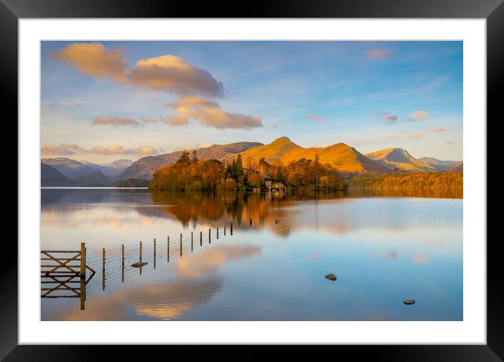 Spring morning at Derwent Water, Kewswick, Cumbria Framed Mounted Print by Michael Brookes