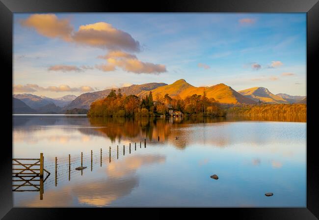 Spring morning at Derwent Water, Kewswick, Cumbria Framed Print by Michael Brookes
