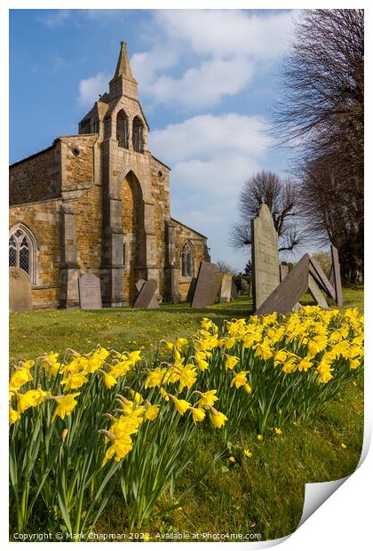 Burton Lazars Church and Daffodils, Leicestershire Print by Photimageon UK