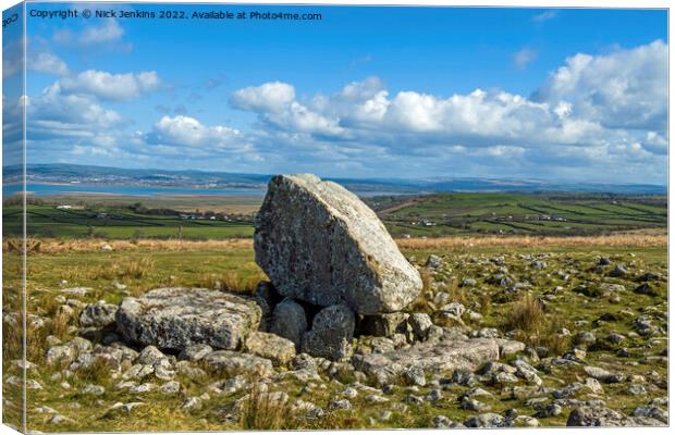 Maen Cetti or King Arthurs Stone Gower Canvas Print by Nick Jenkins
