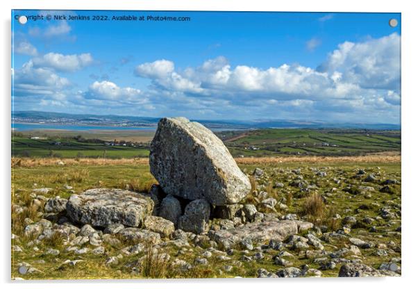 Maen Cetti or King Arthurs Stone Gower Acrylic by Nick Jenkins