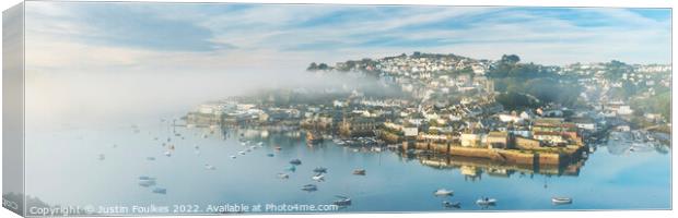Mist drifting in the harbour at Salcombe, South Hams, Devon  Canvas Print by Justin Foulkes