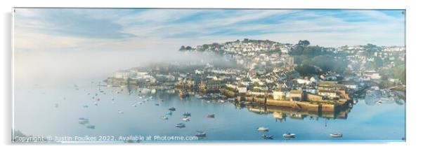 Mist drifting in the harbour at Salcombe, South Hams, Devon  Acrylic by Justin Foulkes