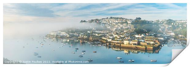 Mist drifting in the harbour at Salcombe, South Hams, Devon  Print by Justin Foulkes