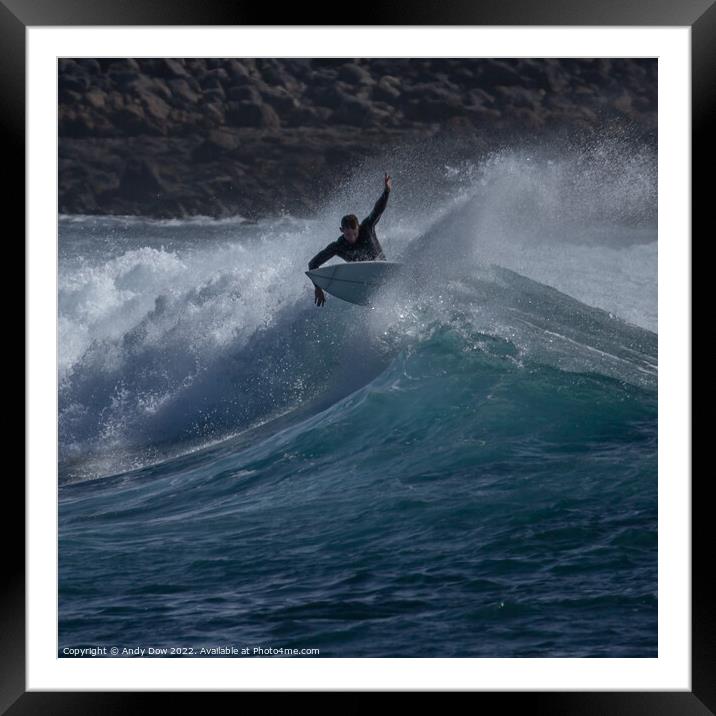 wild surf Framed Mounted Print by Andy Dow