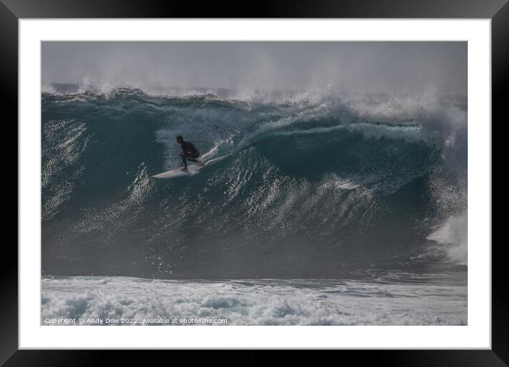 Big wave action Framed Mounted Print by Andy Dow