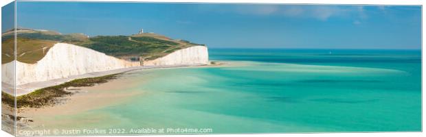 Seven Sisters cliffs panorama Canvas Print by Justin Foulkes