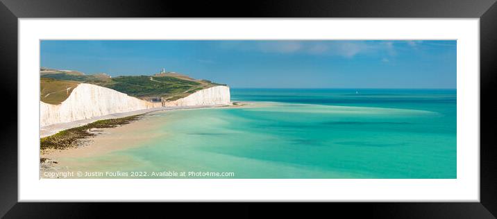 Seven Sisters cliffs panorama Framed Mounted Print by Justin Foulkes