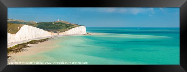 Seven Sisters cliffs panorama Framed Print by Justin Foulkes