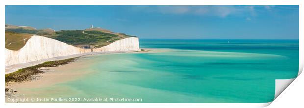 Seven Sisters cliffs panorama Print by Justin Foulkes