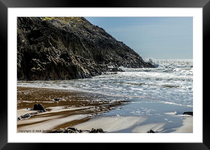 Mewslade Bay at High Hide Gower Peninsula Framed Mounted Print by Nick Jenkins