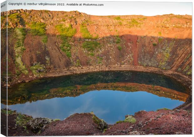 Kerid Crater Lake. Canvas Print by Hörður Vilhjálmsson