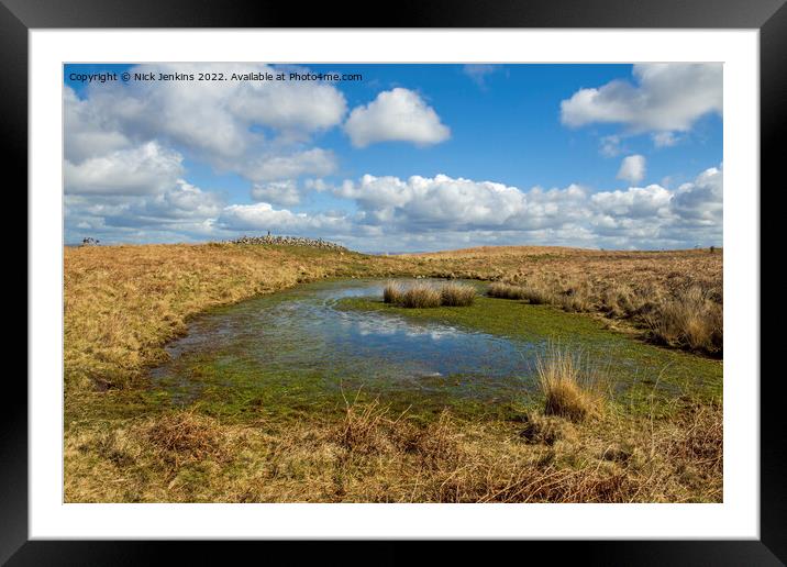 The Great Cairn and Pond Cefn Bryn Gower Framed Mounted Print by Nick Jenkins