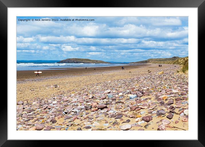 Rhossili Bay and Burry Holms Gower Framed Mounted Print by Nick Jenkins
