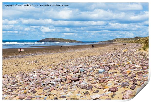 Rhossili Bay and Burry Holms Gower Print by Nick Jenkins