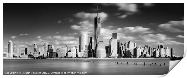 The Manhattan skyline in black and white, New York Print by Justin Foulkes