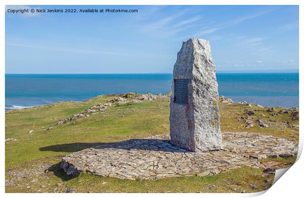 Memorial Stone to Gower Society Members Port Eynon Print by Nick Jenkins