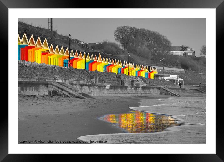 Scarborough Beach Huts (colour selection) Framed Mounted Print by Alison Chambers