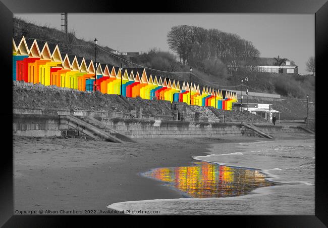 Scarborough Beach Huts (colour selection) Framed Print by Alison Chambers