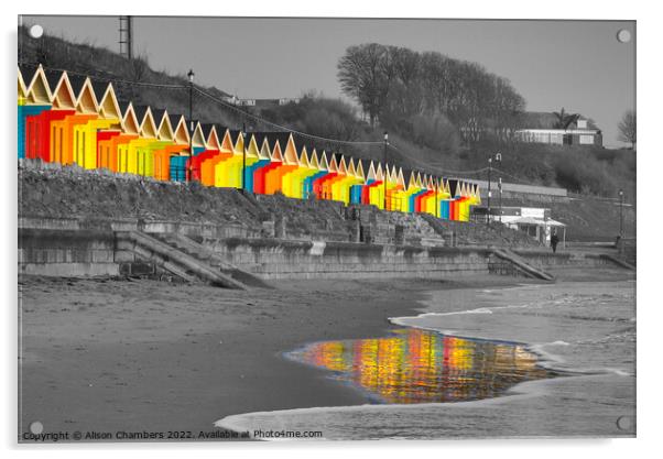 Scarborough Beach Huts (colour selection) Acrylic by Alison Chambers
