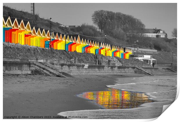 Scarborough Beach Huts (colour selection) Print by Alison Chambers