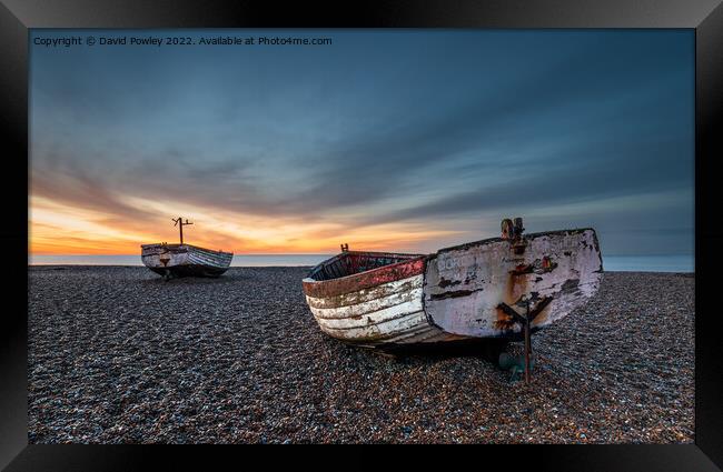 Dawn Colour on Aldeburgh Beach Framed Print by David Powley