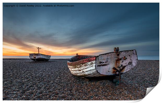 Dawn Colour on Aldeburgh Beach Print by David Powley
