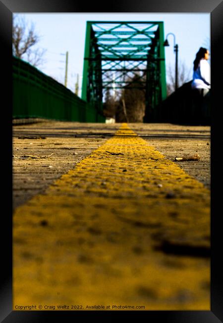 Green Iron walking bridge in London Framed Print by Craig Weltz