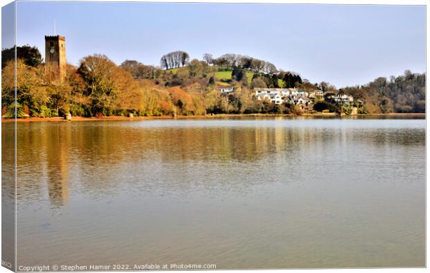 Stoke Gabriel Mill Pool Canvas Print by Stephen Hamer