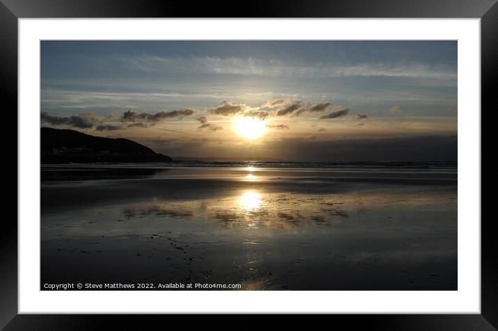 Westward Ho! Beach Reflections Framed Mounted Print by Steve Matthews