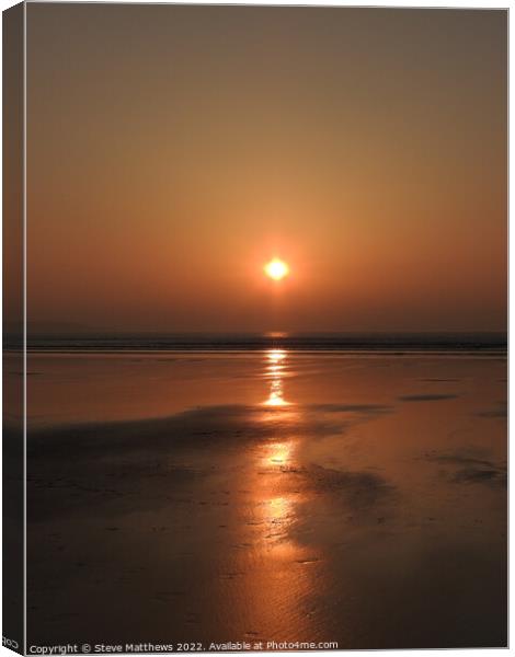 Westward Ho! Beach Sunset Canvas Print by Steve Matthews