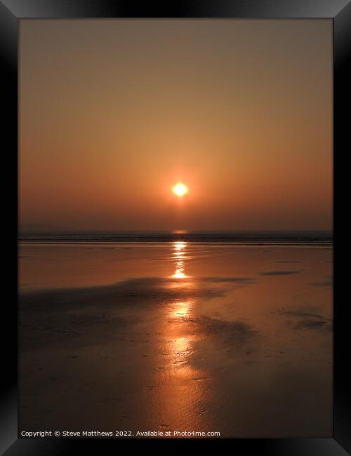 Westward Ho! Beach Sunset Framed Print by Steve Matthews