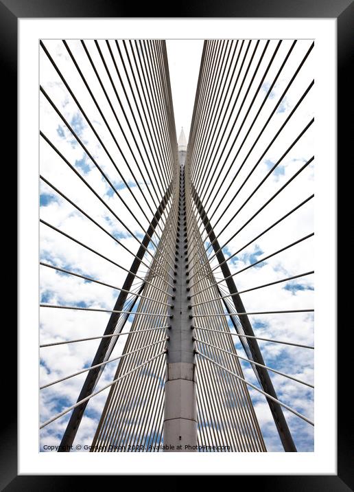 Symmetry of the Seri Wawasan suspension bridge, Putrajaya, Malaysia Framed Mounted Print by Gordon Dixon