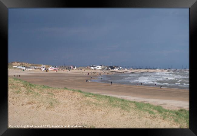 The Delights of Camber Sands on a windy April day. Framed Print by Mark Ward