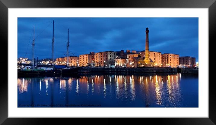 Royal Albert Dock, Blue Hour Framed Mounted Print by Michele Davis