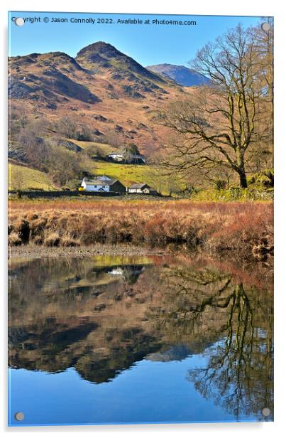 Little Langdale Reflections. Acrylic by Jason Connolly
