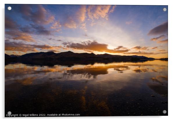 Derwent Water Sunset Acrylic by Nigel Wilkins