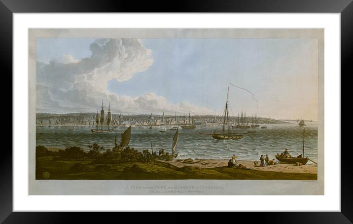 A view of the town and harbour of Liverpool. 1817 Framed Mounted Print by Kevin Hellon