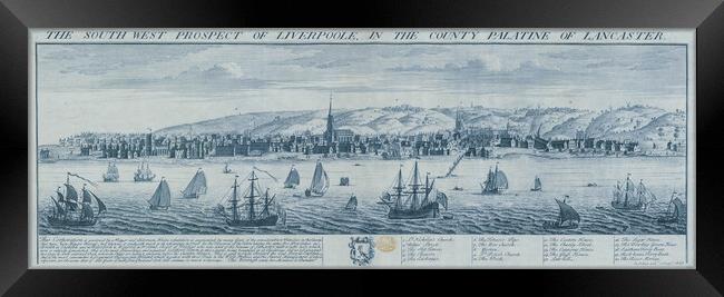 The South West Prospect of Liverpool in the County Palatine of L Framed Print by Kevin Hellon