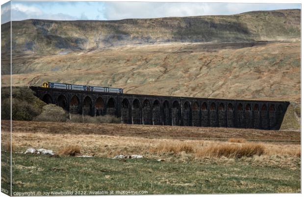 Ribblehead Viaduct with Diesel Train Canvas Print by Joy Newbould