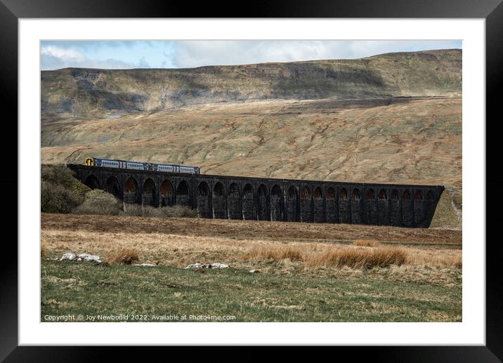 Ribblehead Viaduct with Diesel Train Framed Mounted Print by Joy Newbould