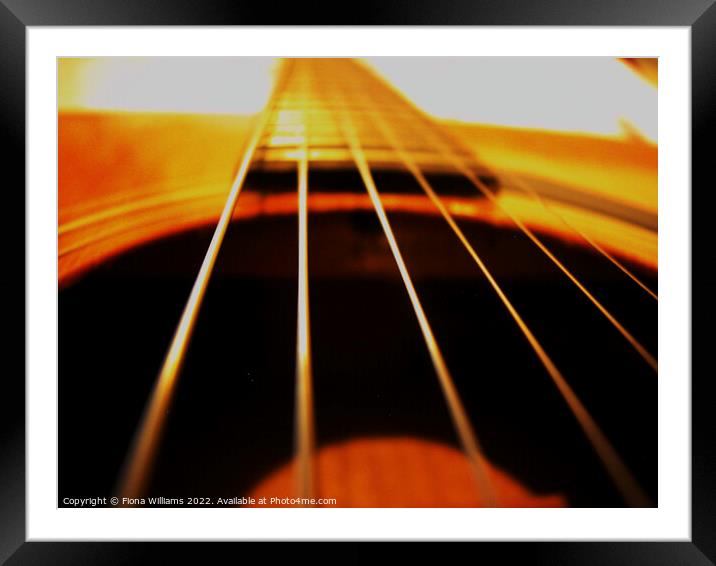 Acoustic guitar hollow and strings Framed Mounted Print by Fiona Williams