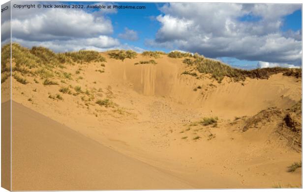 Sand Dunes Rhossili Beach Llangennith Gower Canvas Print by Nick Jenkins