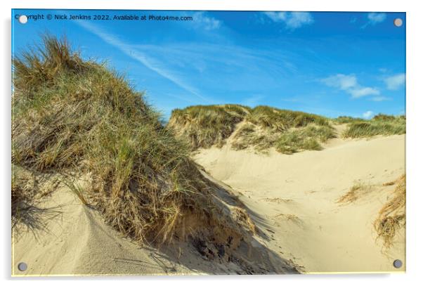 Sand Dunes Llangennith Rhossili Bay Gower Acrylic by Nick Jenkins
