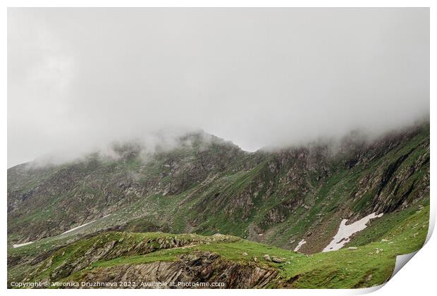 Outdoor green mountain Transfagarasan  Print by Veronika Druzhnieva