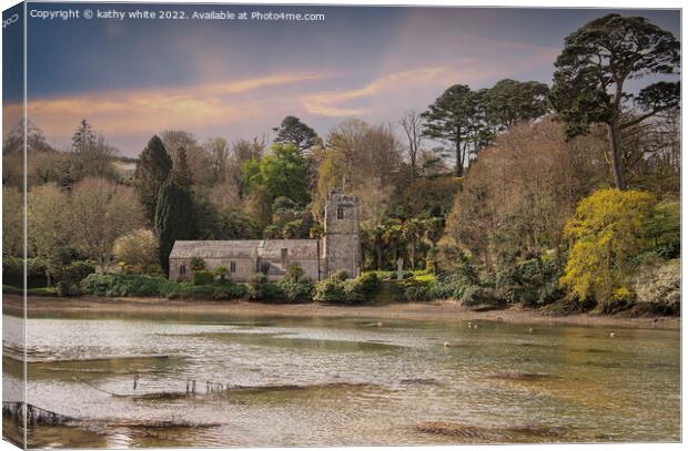 St Just in Roseland Church Canvas Print by kathy white